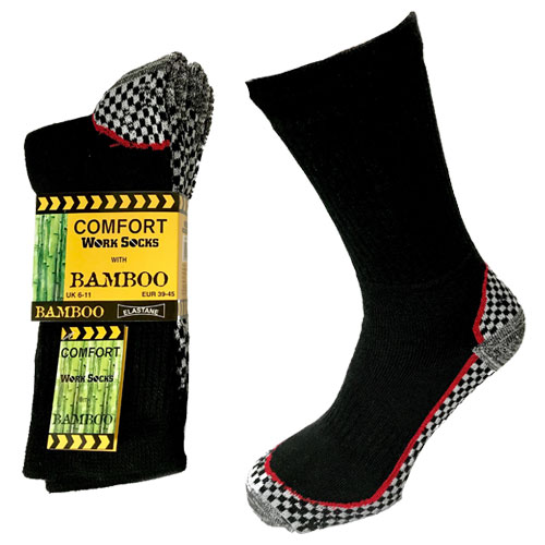 6 Pairs Mens Comfort Bamboo Sole Work Socks