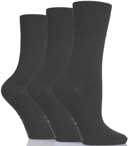 6 Pairs Ladies Gentle Grip HoneyComb Top Non Elastic Charcoal Socks Size 4-8 - Image 2