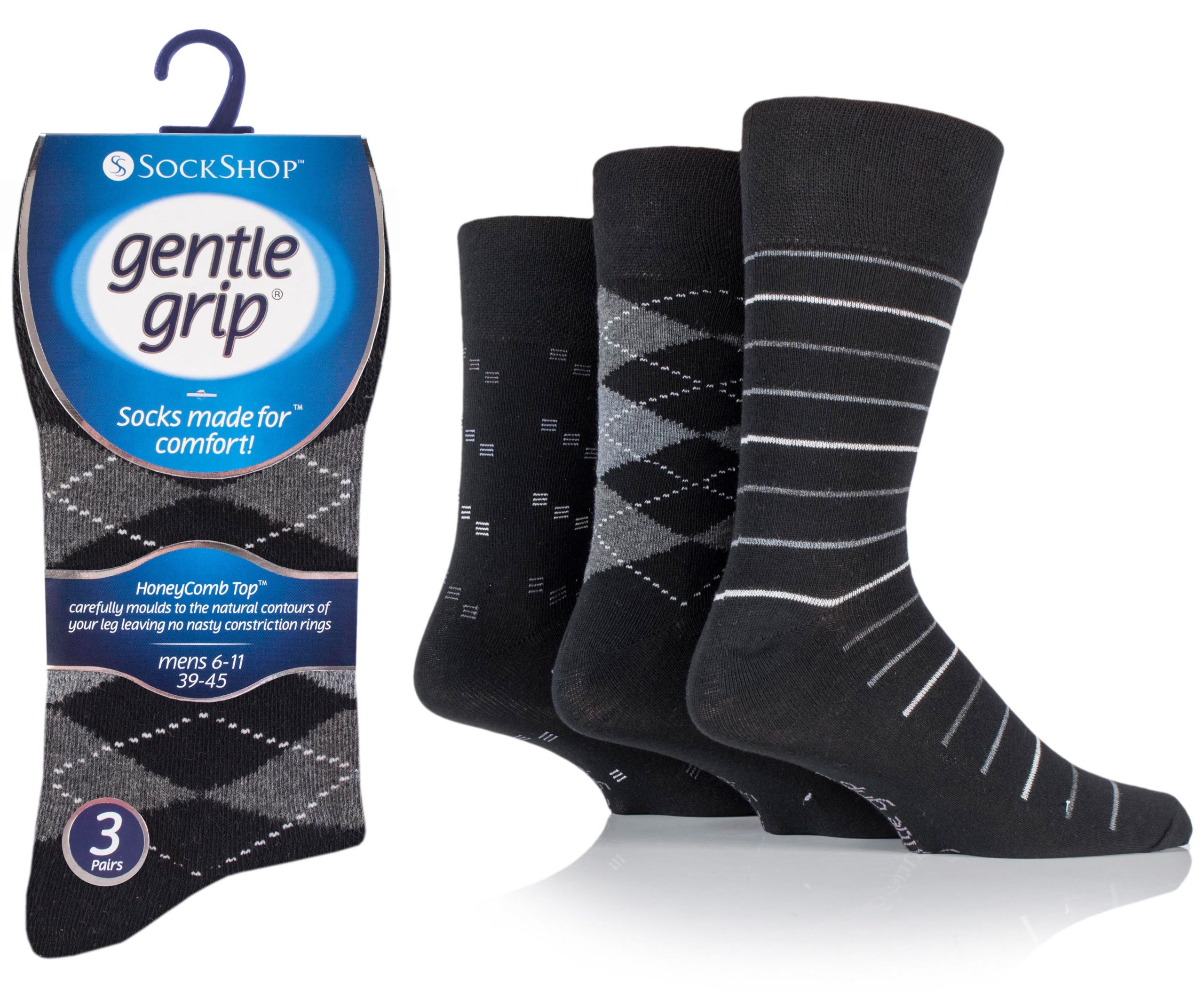 Gentle Grip 6 Pack Mens Bright Coloured Non Elastic
